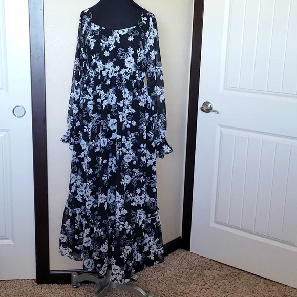 Isabel Maternity by Ingrid & Isabel for Target Black Cream Floral Sheer Dress S - Picture 1 of 7